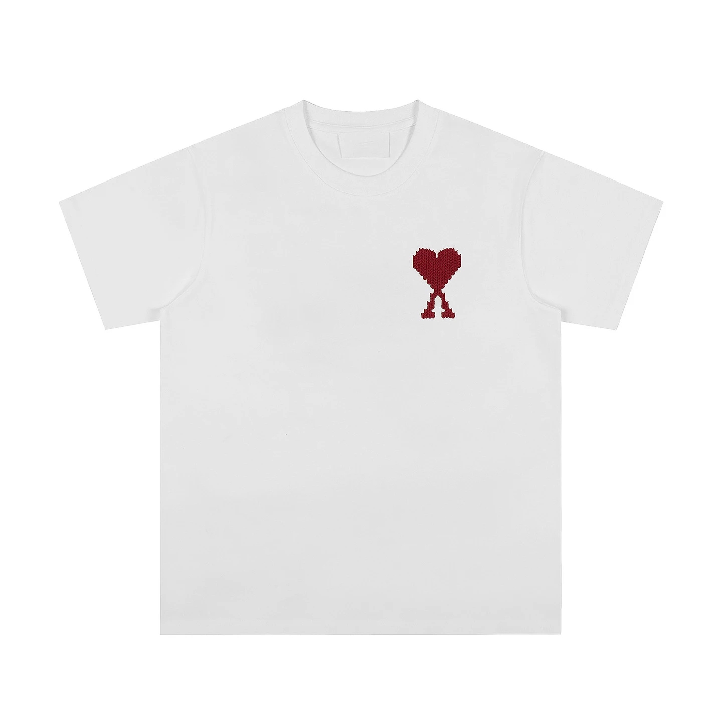 アミパリス  ハートロゴ Tシャツ  男女兼用 カジュアル コットン 　刺繍ロゴ